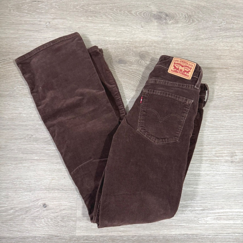 Levi's 725 High Rise Bootcut Pants Womens 25 Brown Corduroy Stretch Jeans
